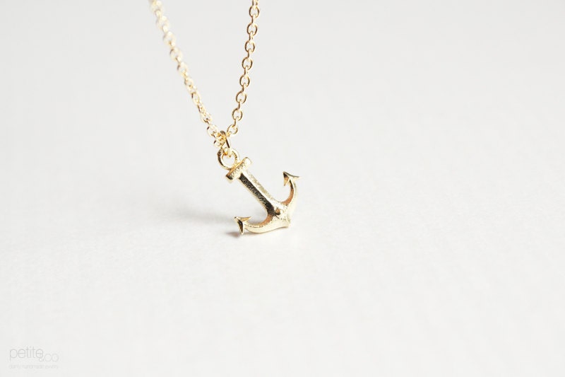 tiny gold anchor bracelet - minimalist, dainty jewelry - PetiteCo