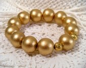 SALE 20% OFF - Gold Wood Beaded Stretch Bracelet, Handmade Bracelet, Beaded Bracelet, Handmade Jewelry, Hand Crafted