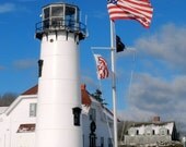 Patriotic Lighthouse.. A Chatham Lighthouse Cape Cod American Flag Photo 8'' x 10''