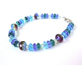 Ocean blue beaded bracelet -  Chez glass bracelet - turquoise blue and aqua bracelet - summer bracelet by Sparkle City Jewelry