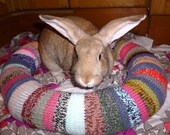 giant Ugli Donut bunny rabbit bed multicolour mix hand knitted