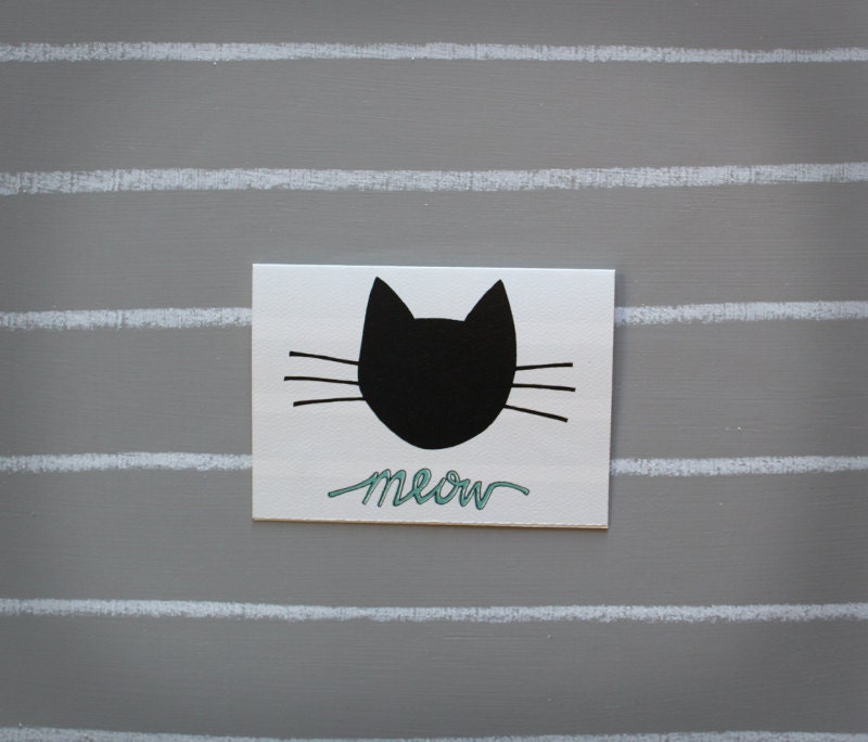 modern kitty notecard . meow . modern stationery . cat card . cat stationery . blank notecard . cat lover . geometric .