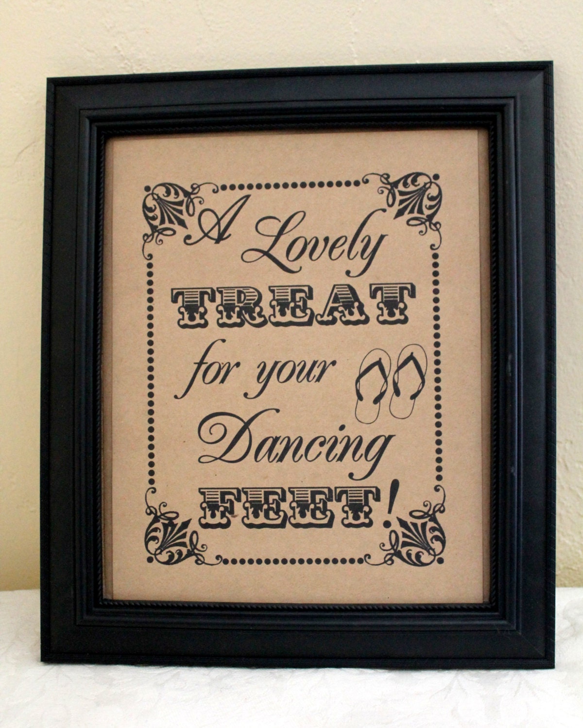 A Lovely Treat for your Dancing Feet- Flip Flop Favor SIGN- Wedding Sign - Single Sheet (Style: DANCING FEET)