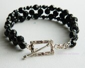 Black Glass and Haematite Bracelet