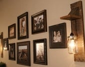 Mason Jar Chandelier Wall Mount Fixture -- Mason Jar Lighting - Upcycled Wood - Mason jar pendant