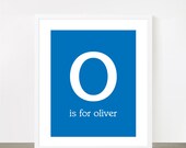 Oliver Royal Blue Baby Boy Name Nursery Print,  8x10" custom print