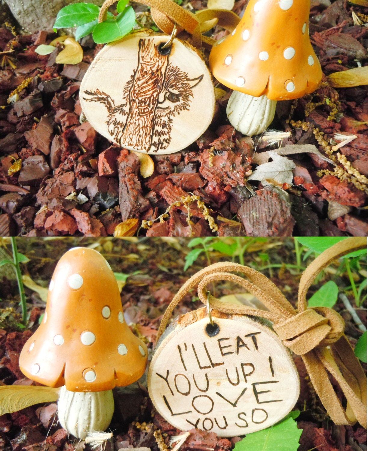 Where the Wild Things Are Necklace // Monster Choker // Wood Burned Pendant