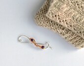 Bronze Amethyst Double-Feather Shawl Pin - Handmade in Sterling Silver and Bronze Featuring beautiful Amethyst Stones