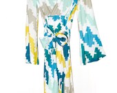 Kimono Robe in Blue Diagonal - size large