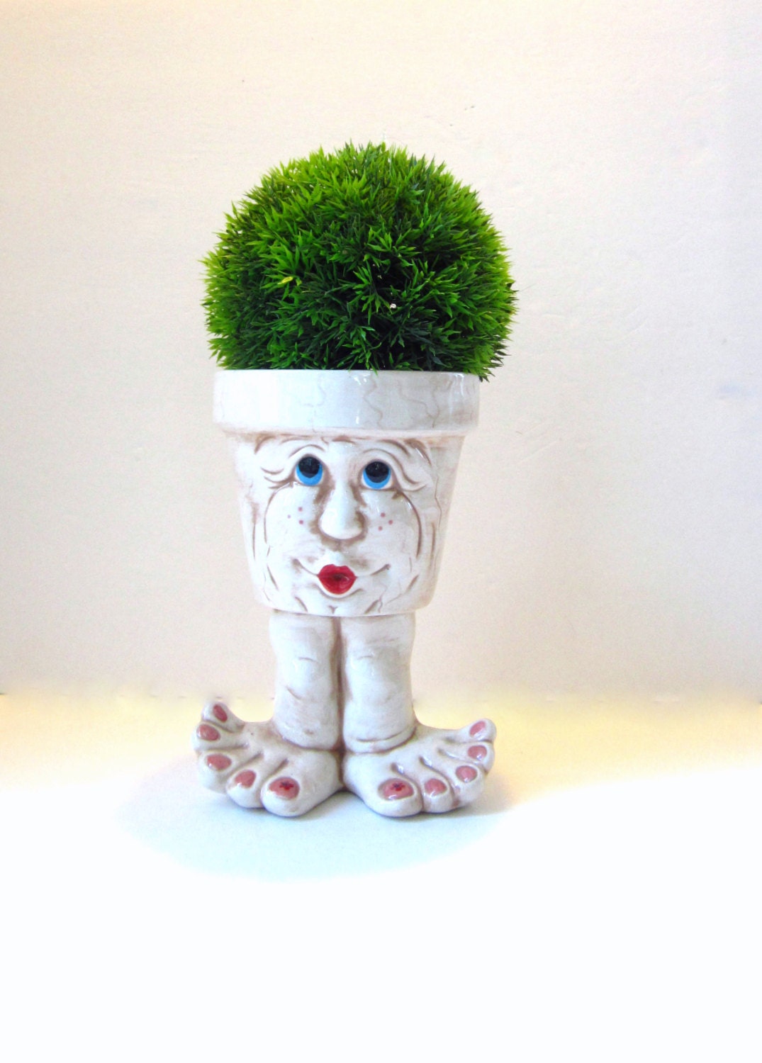 Ceramic Teen Girl Planter - 8 1/3 inches - hand painted, indoor, outdoor, lawn or garden
