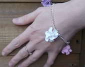 Flower Charm Bracelet, Pastel Flower Jewellery that would be lovely for Spring Weddings, Pastel Wedding, Prom Jewelry