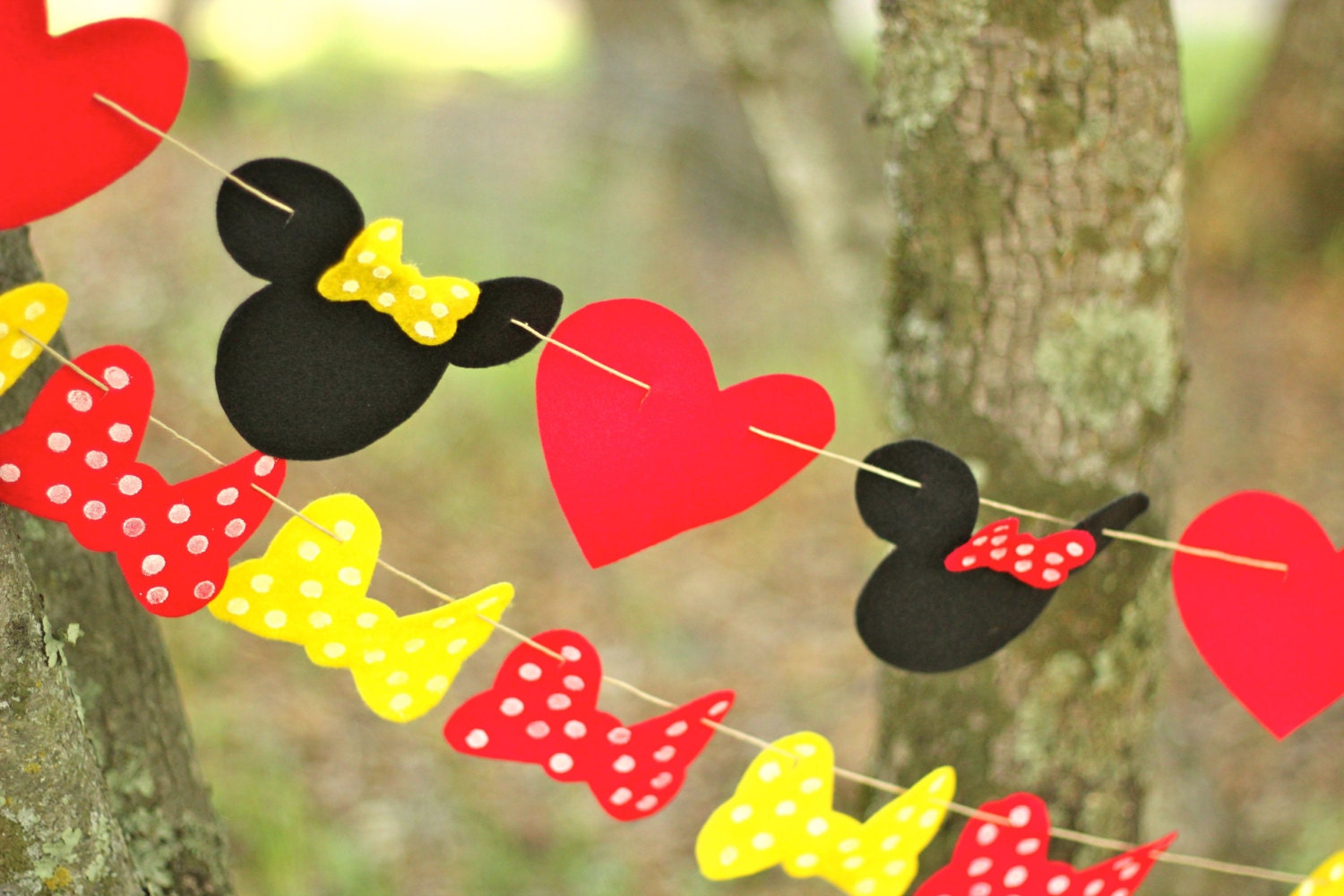 Red and Yellow Minnie Mouse Handpainted Felt Garlands