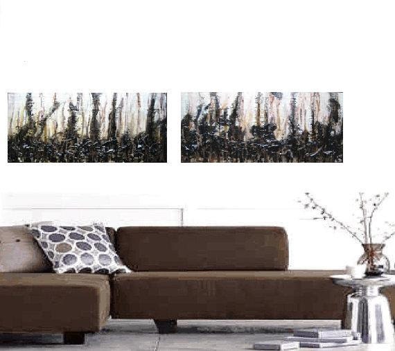 Abstract Resin Art painting on canvas, colorful contemporary 2pc  "Eclipse 1" 12"x48"