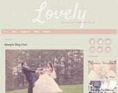Premade Blogger Template Design - Lovely -  social icons, custom banner - pink, tan, textured