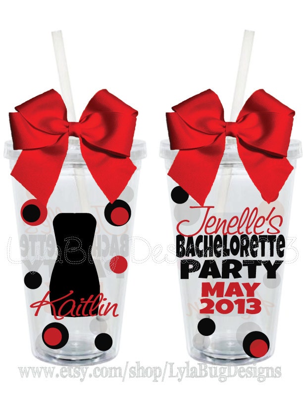 Little Black Dress Bachelorette Party Personalized 16oz  Acrylic Tumblers