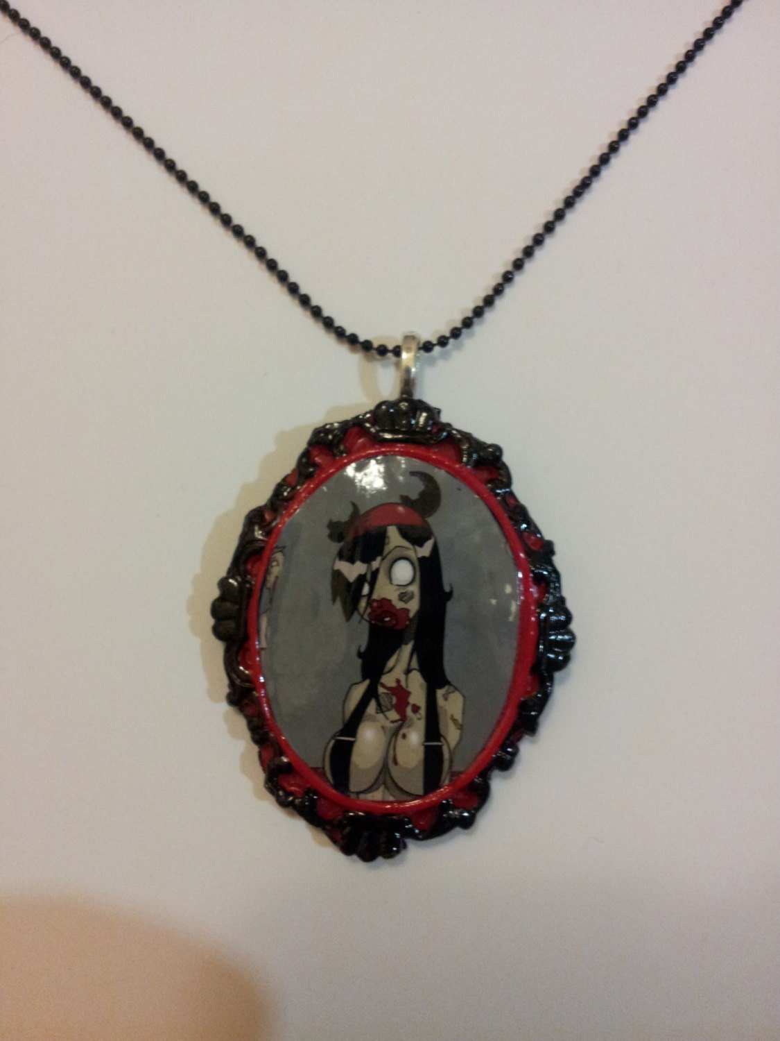 zombie tramp flat resin necklace