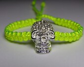 Silver skull bracelet with rhinestones