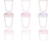 Digital Clip Art // Pink and Red // Valentines Day Coffee Cups // Commercial and Personal Use // Instant Download Il_170x135