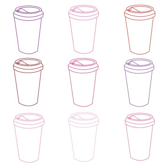Digital Clip Art // Pink and Red // Valentines Day Coffee Cups // Commercial and Personal Use // Instant Download Il_570xn
