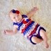 Petti Romper Headband SET, 4th of July Lace romper & baby headband, Independence Day outfit, pettiromper