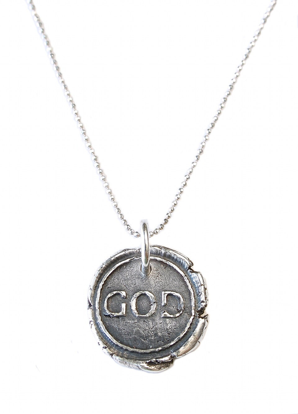 Fine Silver GOD Wax Seal Necklace