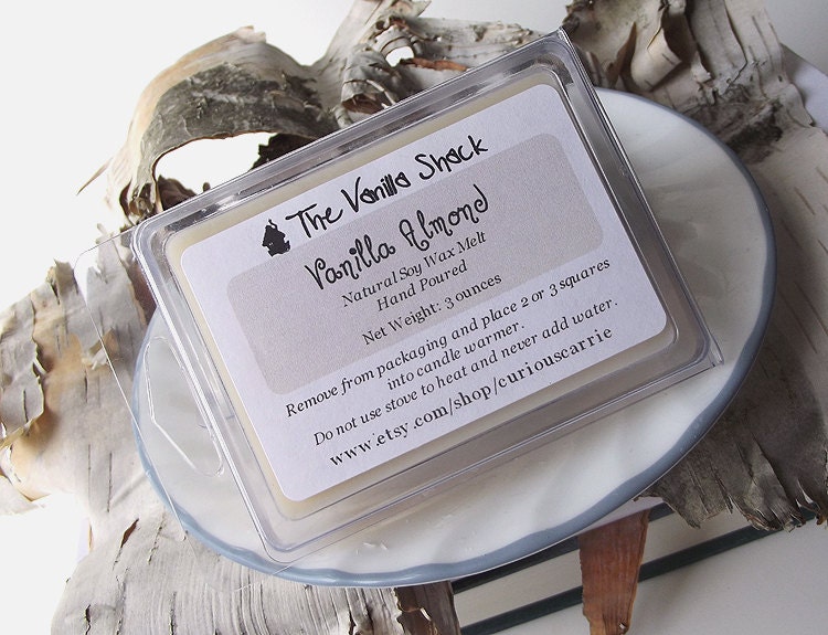 Soy Candle Melts - Vanilla Almond scented Soy Candle Tarts -- (6)Cubes/3 Ounces