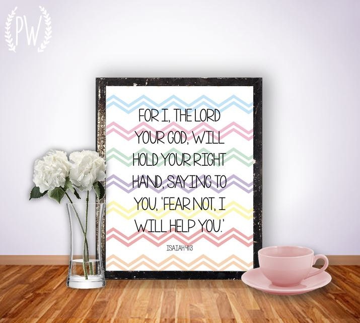 Scripture Print, Bible Verse Printable, Custom Christian art, Isaiah 41:13, digital typography