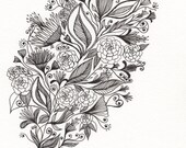 Patterned Leaf Art Drawing 8x10" Print Unframed