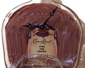Crown Royal Wall Clock Whiskey Recycled re-purposed Glass Bottle TIME FOR CROWN slumped