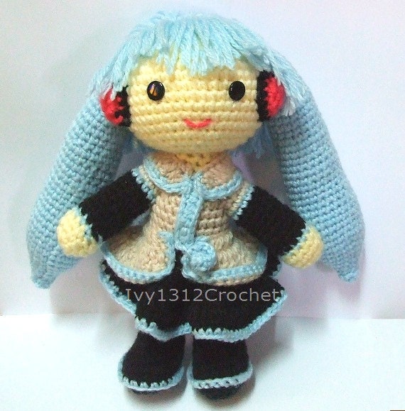 Hatsune Miku 9" - Finished Amigurumi Handmade crochet doll Home decor birthday gift Baby shower toy