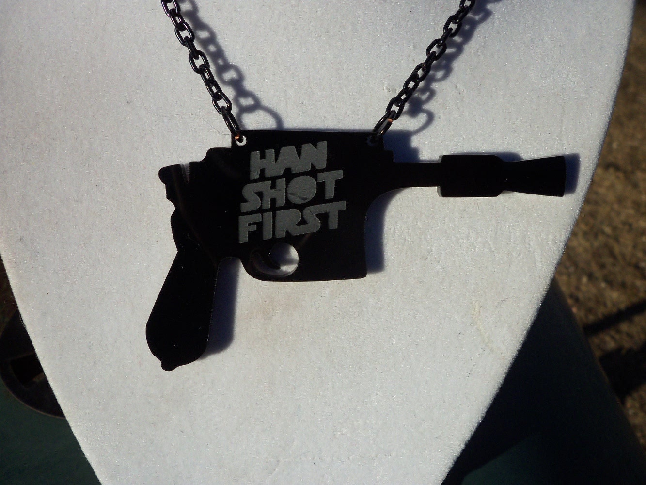 Acrylic Han Shot First Necklace