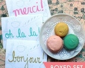 French Stationery, BOXED CARD SET (merci, bonjour, and oh la la)
