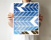 Chevron print 11"x14" - Art print - Geometric - Wall decor - Sky blue - Green