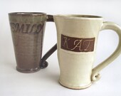 Made to order custom mug: personalized hand stamped name