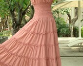 Romantic Dress Peach Maxi Dress - Off The Shoulder Maxi Dress / Long Cotton Dress / Long Beach Dress - 'Sweet Summer II'