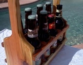 Beer tote, Red Cedar 6 / 8 pack rack, Growler Carrier, Craft Beer / Drink Holder, BYOB, Handmade crate- Growler shaped sides