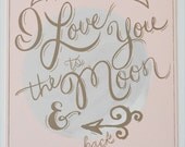 Save the Date Engagement Postcard set of 25/ Love you to the Moon