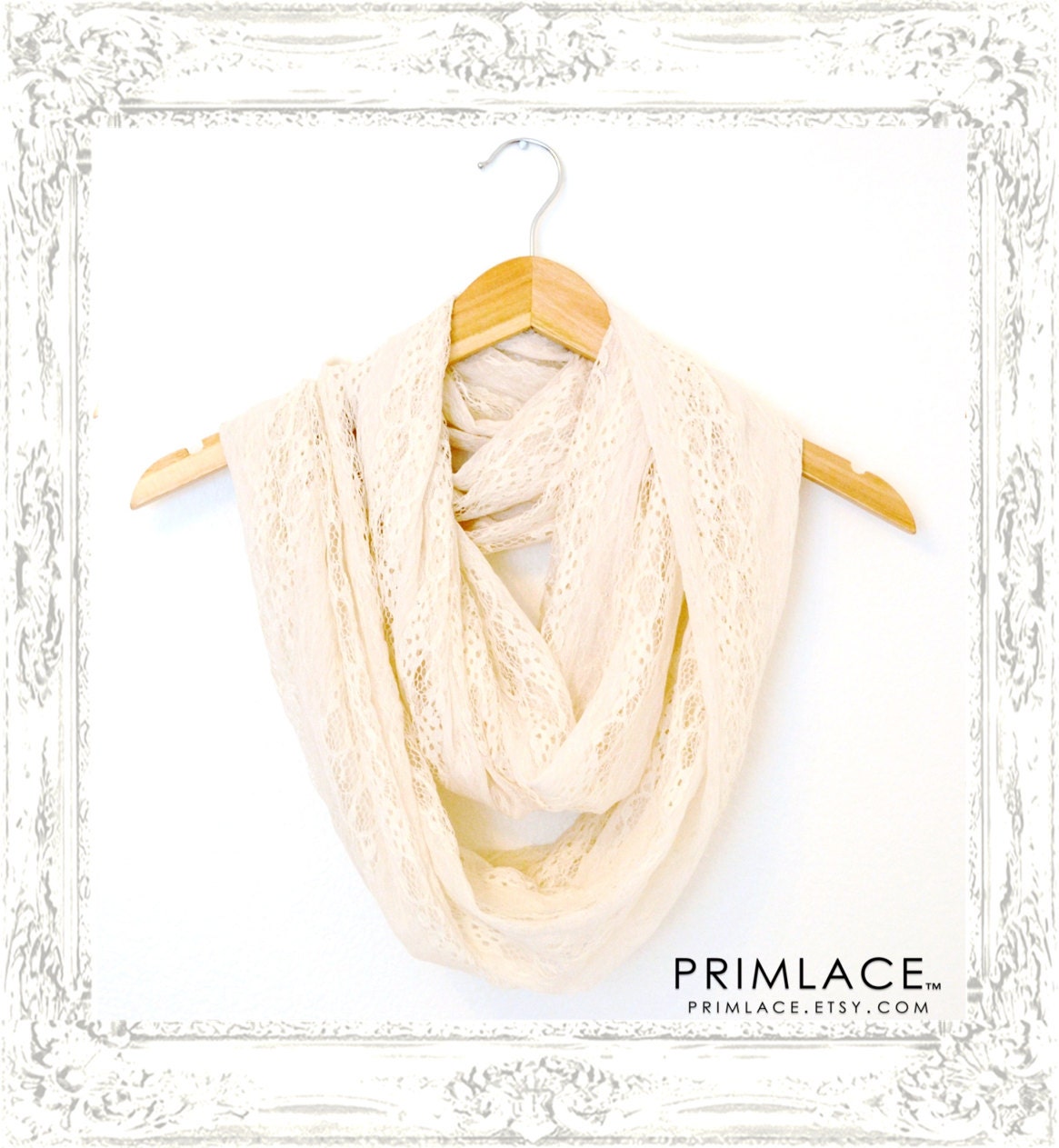 Cream Ivory Scarf, French Chic Lace Scarf, Romantic Lace Scarf, Lightweight Scarf, Infinity Scarves, Spring Scarf, Cream Infinity Scarf
