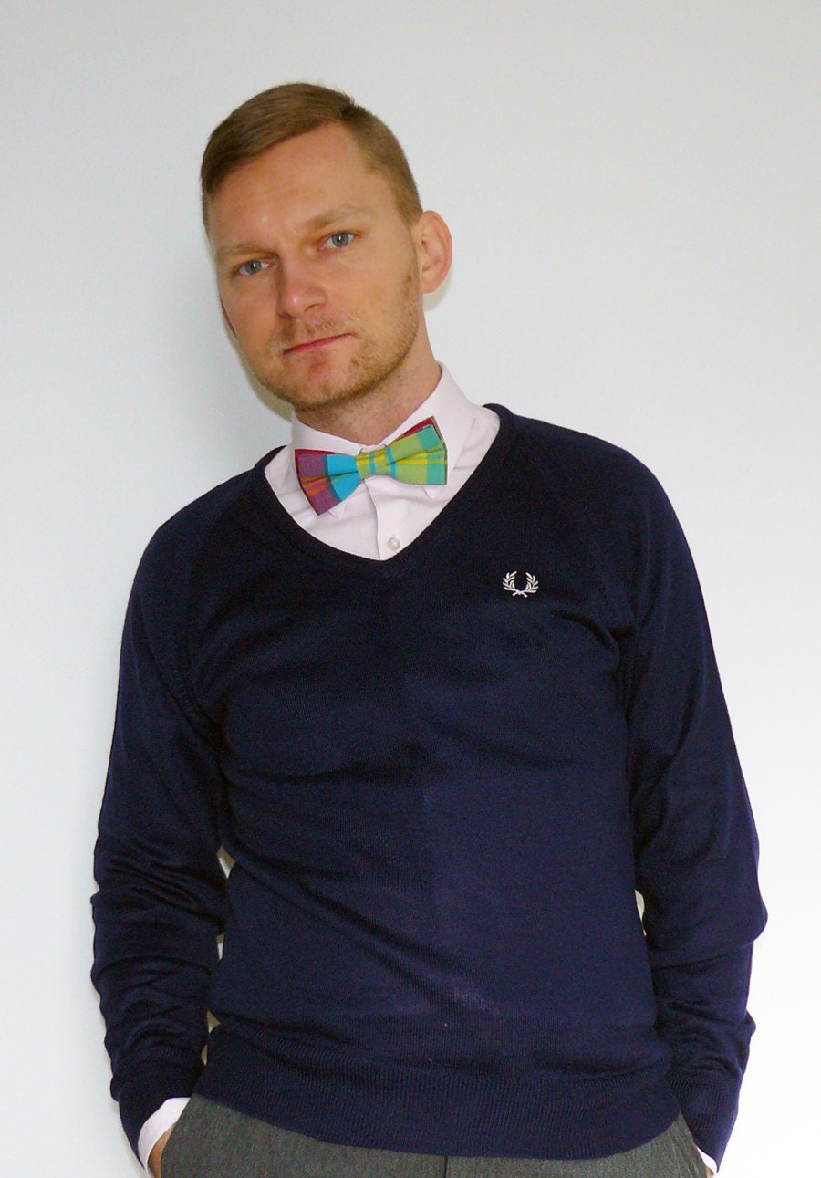 Mens bow tie freestyle groom wedding hipster classic retro necktie chic handmade gift for him by Bartek Design - Red Blue Green Yellow