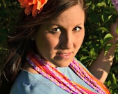 Chiffon Flower Headband, Neon Orange, Summer Hair Accessory, Large Flower Hairband
