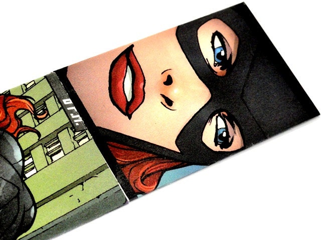 Batgirl Barbara Gordon Bookmark inspired by DC Comics OOAK  Laminated father's day recycled upcycled repurposed reclaimed batman robin - TheEstrangedArtist