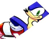 Sonic the Hedgehog Bookmark inspired by Sega OOAK ( Amy Rose Miles Tails Prower Knuckles Robotnik ) Laminated recycled upcycled father's day