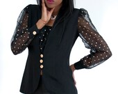 Vintage Blazer Sheer Polka Dot Sleeves