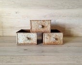 Vintage Industrial Metal Drawers Rustic Chippy Storage Boxes