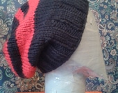 Red and Black Striped Slouchy Hat