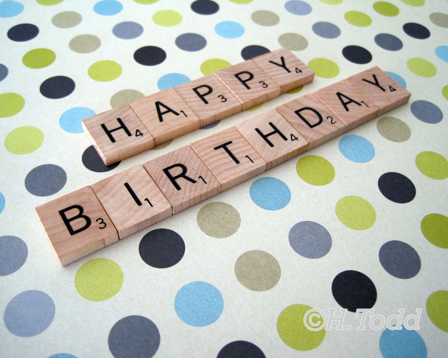 Lively Scrabble Happy Birthday, 8x10 Print