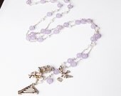 Vintage Love Charm Necklace with Purple Jade and Moonstone