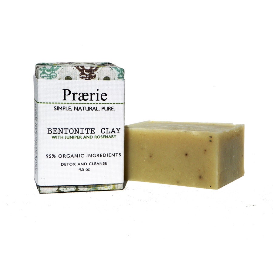 Bentonite Clay Detox Soap - 100% Natural -  Juniper and Rosemary - Essential Oils - Fine, Organic, Handmade Soap