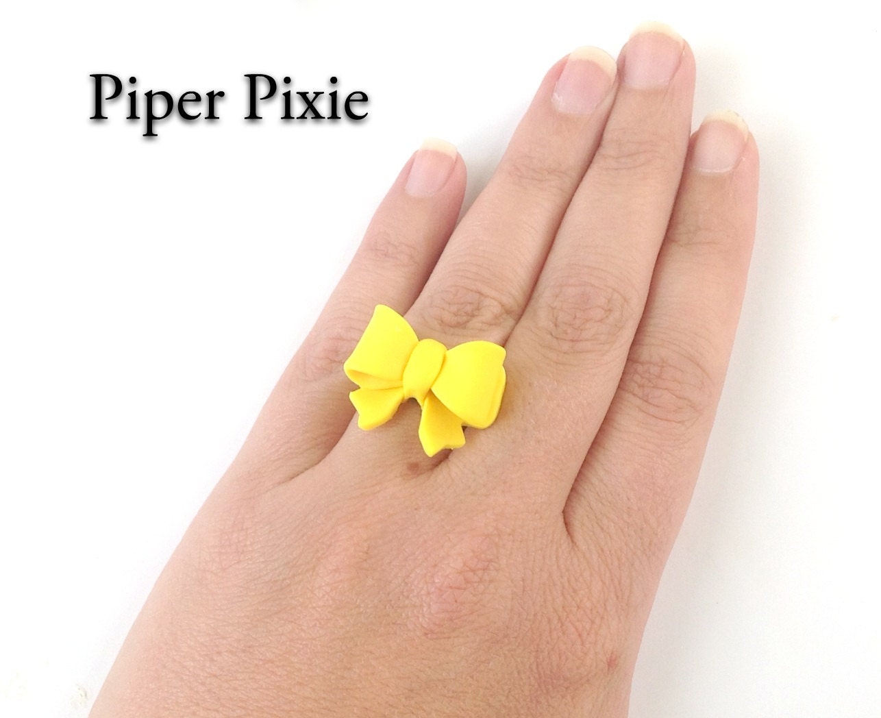 Yellow Bow Ring, Bow Jewelry, Yellow Jewelry, Sunflower Yellow Bow Ring, Polymer Clay Ring, Gifts for Her, Cute Jewelry