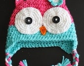 Pdf for a Crochet Two Toned Owl Beanie Pattern. Newborn - 12 month size. Flower pattern included. Permission to sell finished beanies.